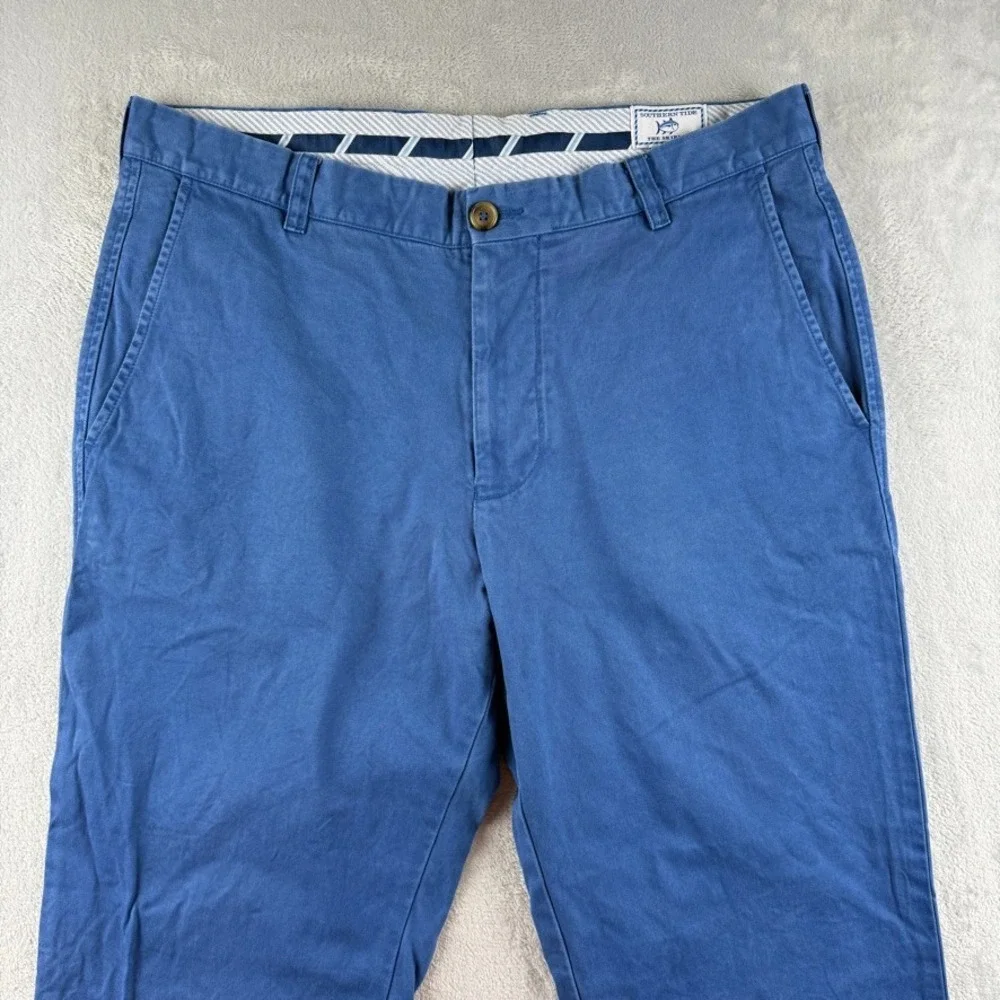 Southern Tide Pants Mens 34x32 Blue Stretch Twill Chino Khaki